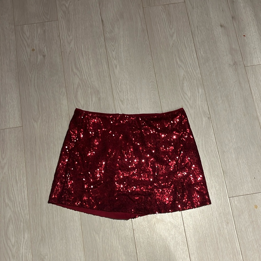 NWT Maroon Sequin Skort